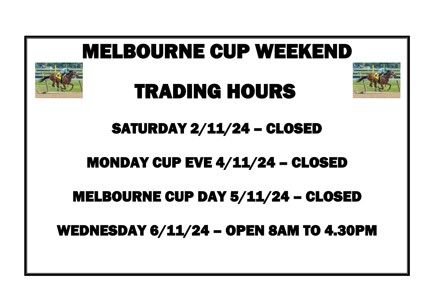 Melbourne cup trading hours